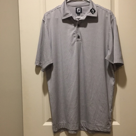 Like New! FootJoy mens 1/4 button down polo short sleeve stripe shirt size M - Picture 1 of 9
